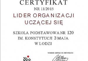 certyfikat Lider Organizacji Uczącej Się